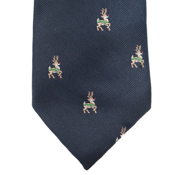 Cape Cod Blue Christmas Reindeer Necktie - Picture 3 of 7